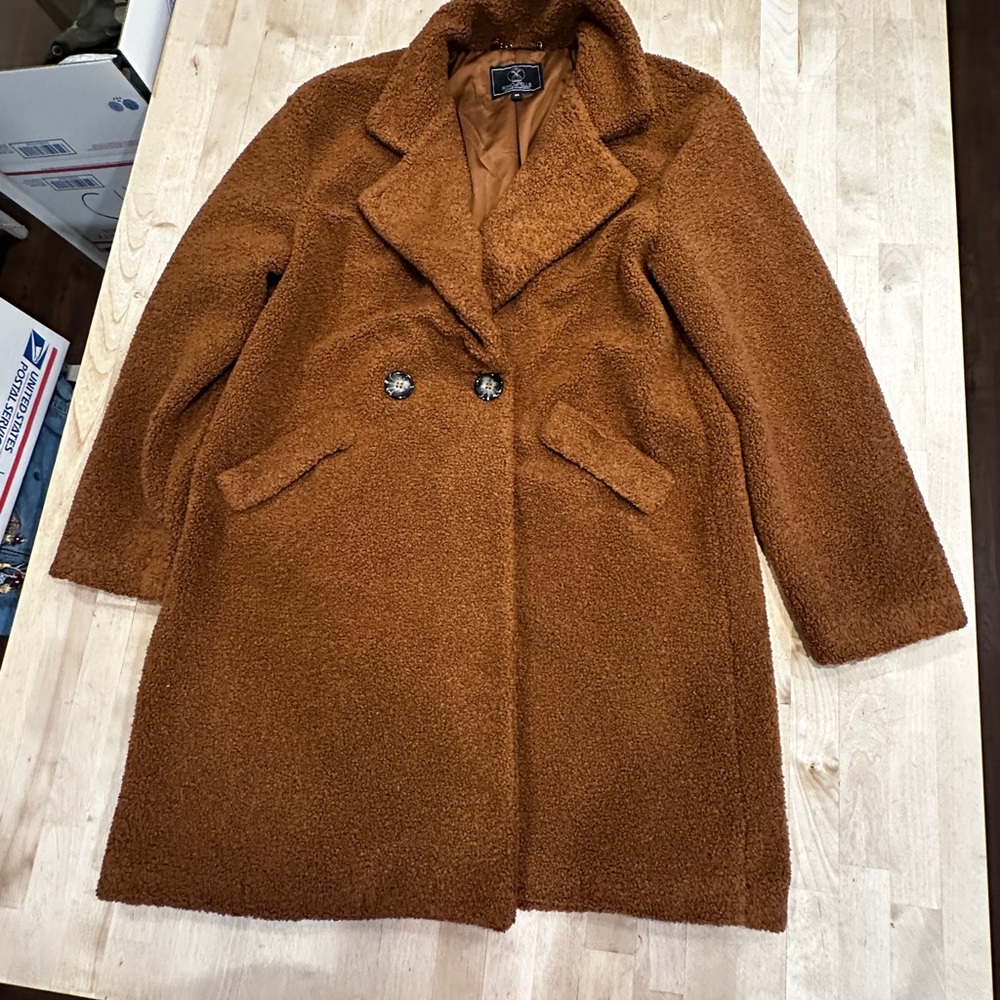 Brown Teddy Jacket with Oversized Silhouette